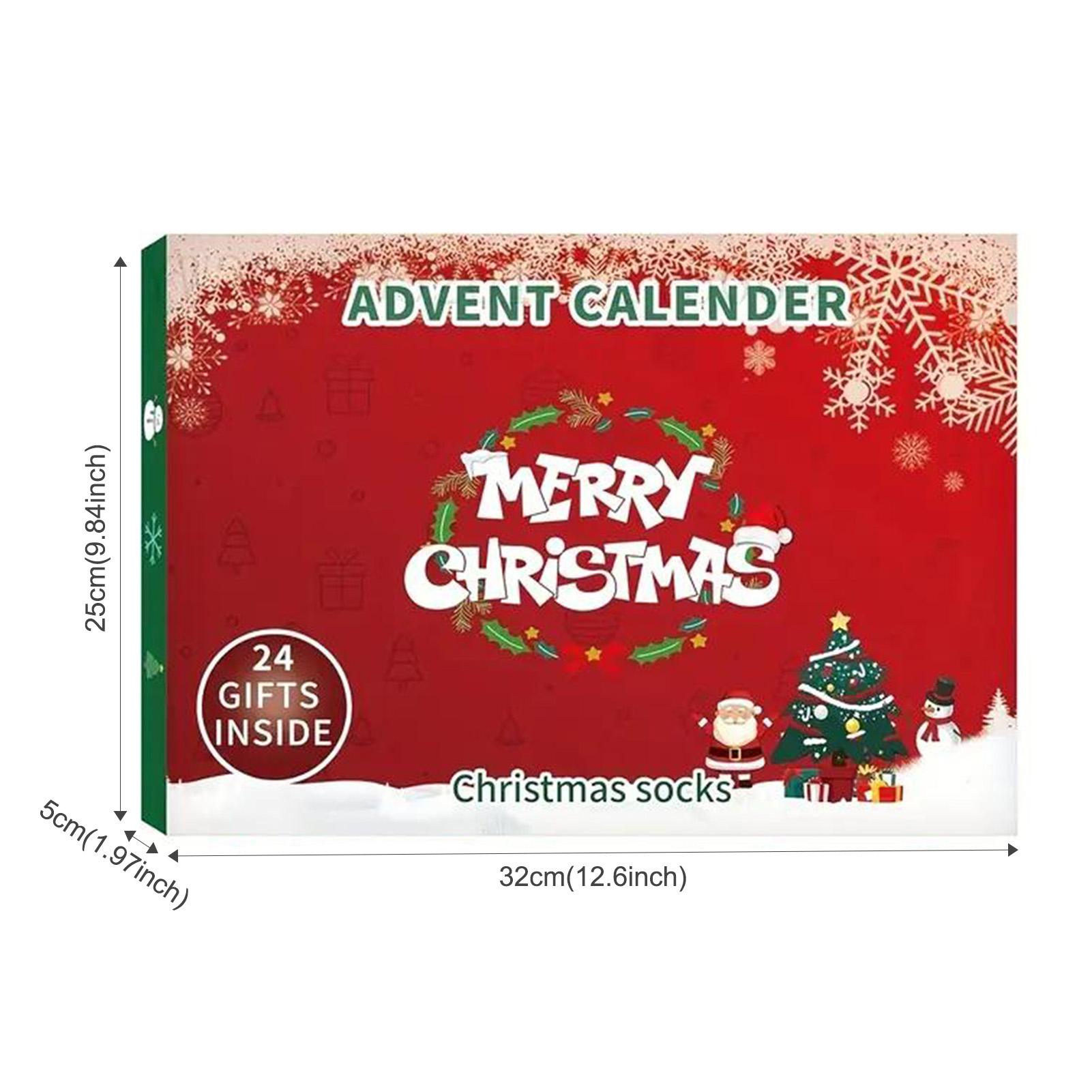

24 Days Christmas Socks Advent Calendar Countdown Advent Box Socks Christmas Surprise Gift For Boy Girl Men Women Party Supplies L
