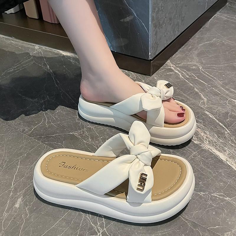 Platform slippers women's summer wear fashion 2025 new one-pedal beach sandals with skirt cool slippers