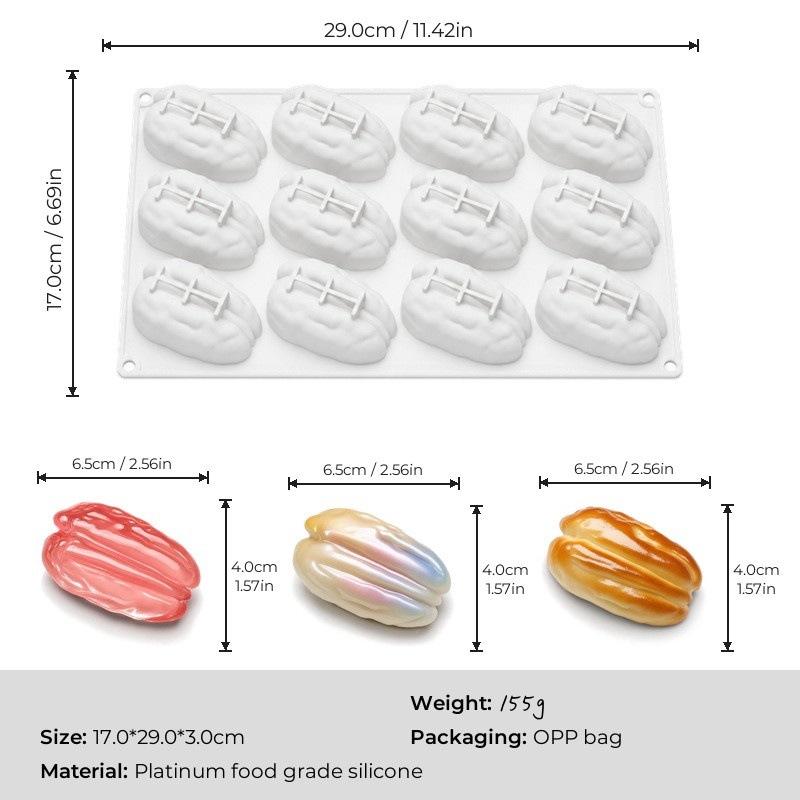 Reusable Non-Stick Silicone Baking Mold 4/12 Cavity Food Safe Mould for Pecan Nut Chocolate Candy Dessert Making
