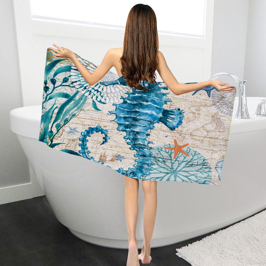 

Микрофибровое банное полотенце Полотенце для душа с изображением кита и черепахи Полотенце для лица Ванная комната Дом для детей Взрослые Toalla Салфетка для лица Toalha 1pcs 35x70cm