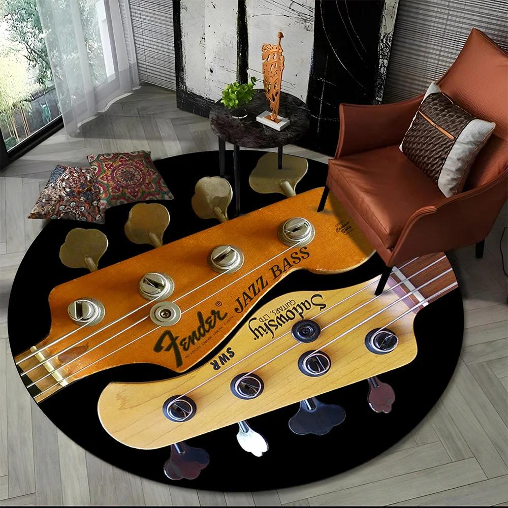 29 Style New Fender Retro Guitar Instruments Music Round Carpet Rug for Bedroom Living Room Sofa Decoration,pet Decor Floor Mat