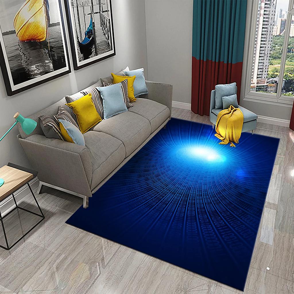 Tapete Espacial 3D Arte Visual Tapete Paisagem Adolescentes Design Moderno Tapetes de Área Retangulares Quarto Tapetes Macios Tapete Plano Sala de Estar Tapete de Porta