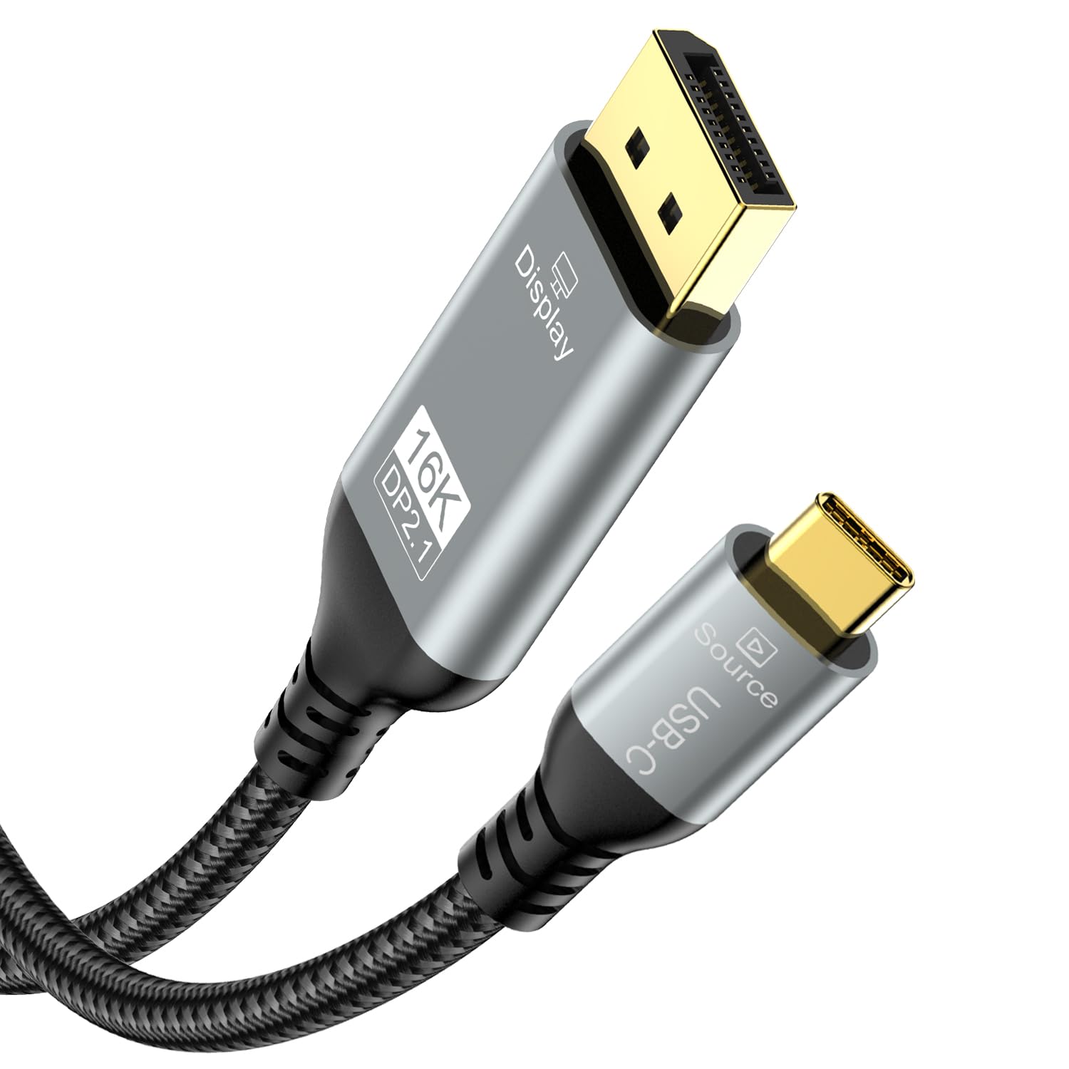 

Кабель USB C на DisplayPort 2.1 16K@30Hz 8K@120Hz 4K@240Hz Тип C до DP Кабель 40 Гбіт/с, Сумісний для MacBook Pro/iPhone/Dell XPS/Surface/Ігрового Монітора 1M