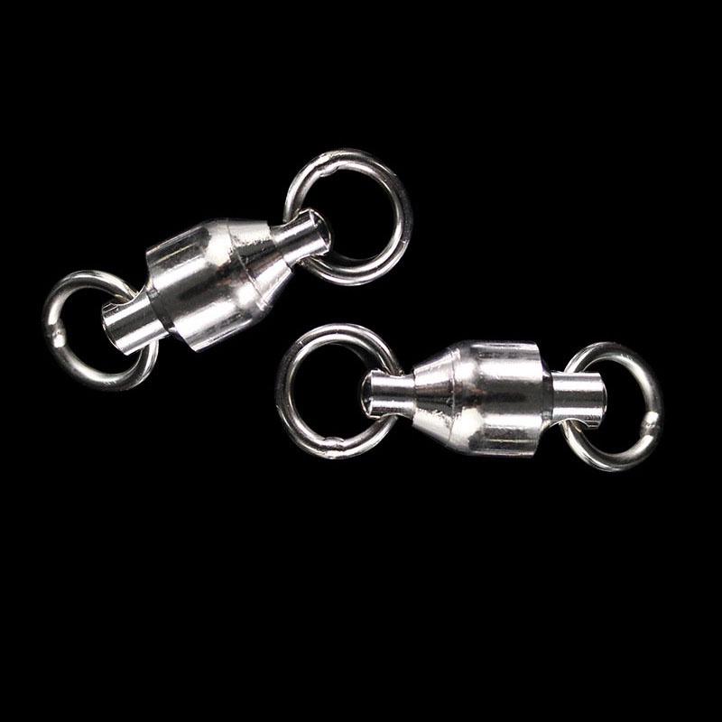 50pcs Ball Bearing Swivels Double Round Split Rings Connectors Fishing Tackle