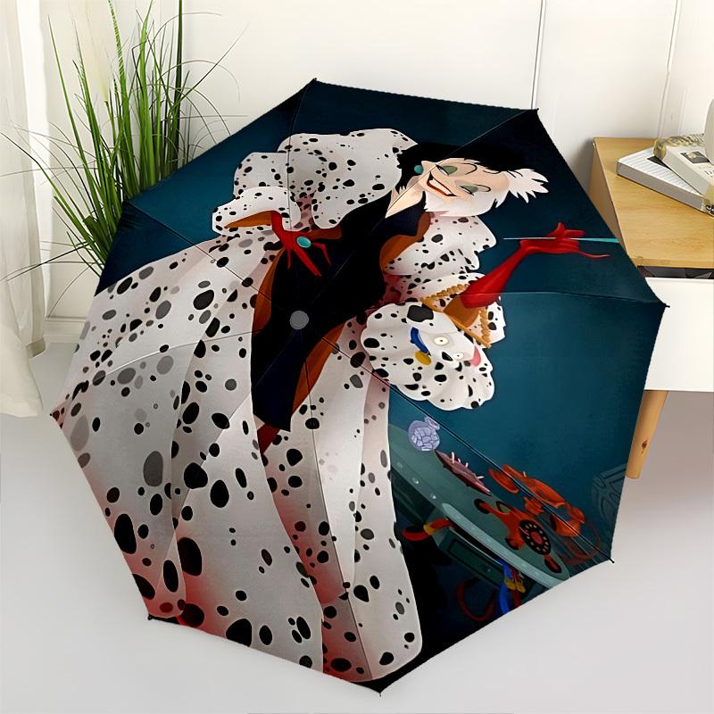 

Cruella De Vil, 101 Dalmatians Themed Automatic Opening and Closing Umbrella, Brightly Colored 8-rib Portable Umbrella, Suitable for Men and Women, A