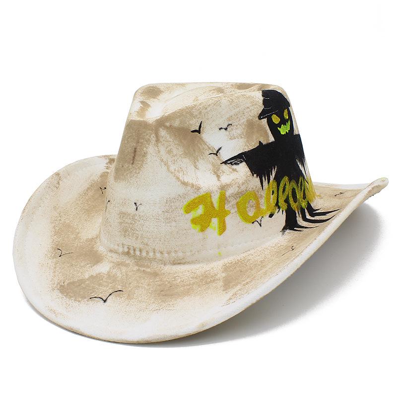 Colorful Skull Pattern Cowboy Hat for Halloween & Christmas Masquerade