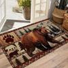1pc Brown Bear Forest Printed Doormat - Flannel 1.2cm Thick Non-Slip, Polyester Rectangular Mat, Perfect for All Home Entrances, Kitchen, Bathroom & L