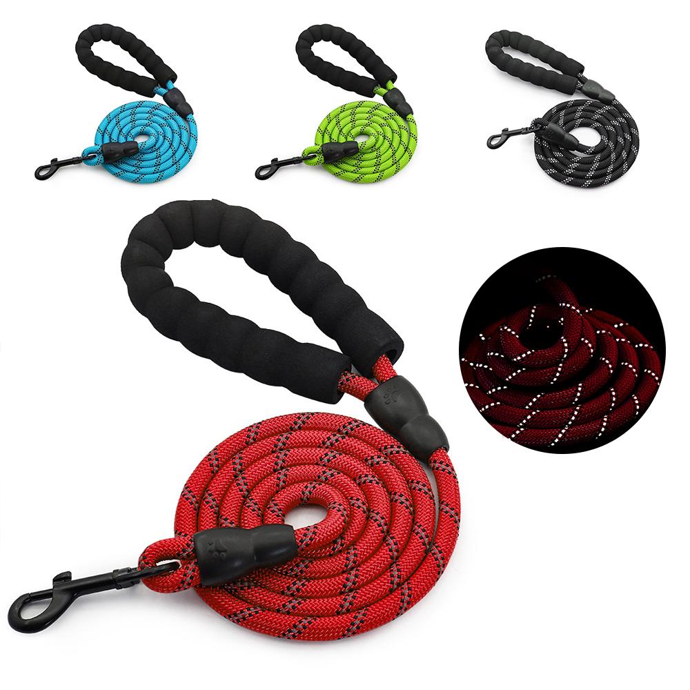 

Сверхмощный поводок для собак, большая веревка для домашних животных, светоотражающий нейлоновый поводок, удобная ручка SML