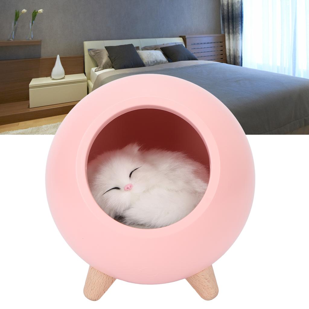 Warme schlafende Nachtlampe, LED-Nachttischlampe, USB-Aufladung, Kinderzimmer-Nachtlicht mit Katzenpuppe