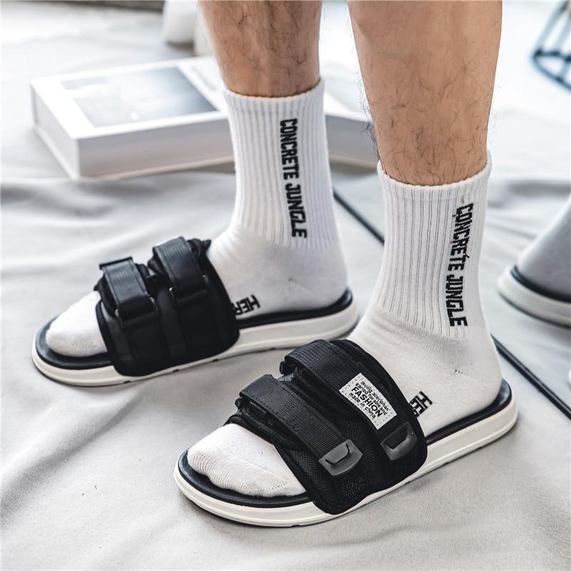 Summer Men'S Cool Slippers Women'S Trend Personality Fashion One-Word Drag Couple Platform Beach Shoes T28