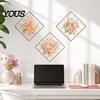 Waterproof Wall Stickers 3 Sheets Spring Flower Sticker, Square Grid Floral Plants Decoration, Peel Stick Art Removable Decal for Home Office
