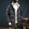 Men's Luxury Goose Down Mid-Length Hooded Winter Jacket, Plus Size, Thick & Warm Outerwear, 2025 New Arrival