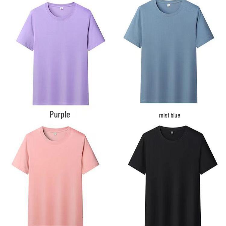 Available: Men's 180g Cotton Crew Neck Short Sleeve T-Shirt - Solid Color, Pure Cotton, Ideal for Summer and Advertising.