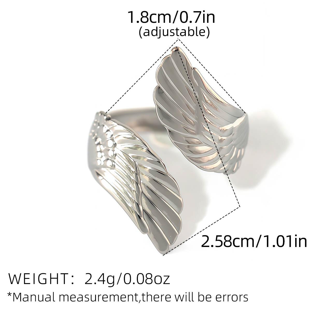 

Fashion Wing Design Stainless steel Rings 18K Gold Plated For Women Waterproof High Zircon For Daily Wear Vacation Seaside Etc resizable