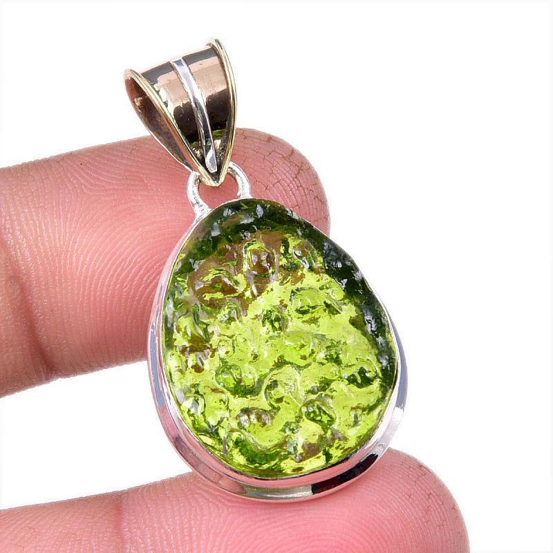 

Natural Moldavite Gemstone Handmade 925 Solid Sterling Silver Pendant 1.50 l8F48