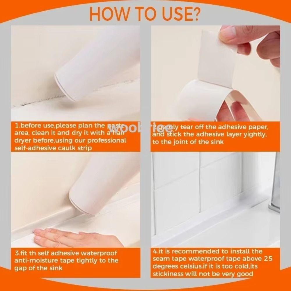 Waterproof Kitchen Sink Waterproof Tape Anti-mildew Wall Sticker Sink Edge Tape  Wall Edge