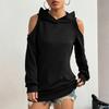 Women's Fashion Casual Solid-color Long-sleeved Off-the-shoulder Hooded Sweatshirt