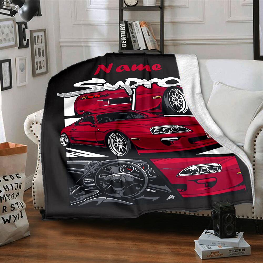 Custom Name Racing Theme Printed Blanket - Perfect for Couch, Bed, Travel & Outdoor Use | Machine Washable, Cozy & Durable.