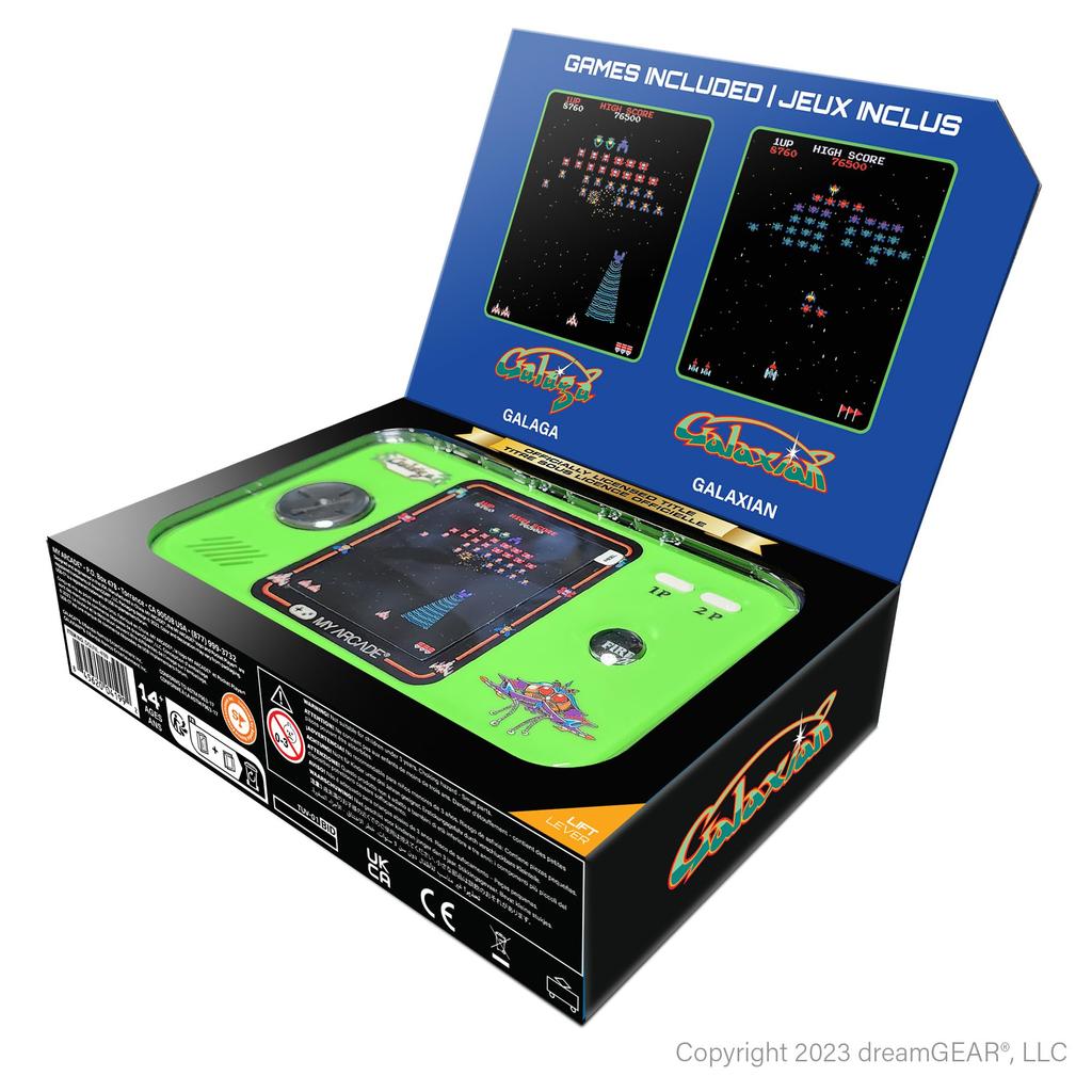 My Arcade Pocket 2 Retro Portable Video Game Console with and Color Displays and 2 Retro Arcade Galaga/Galaxian Player 1" 2.75" Games,