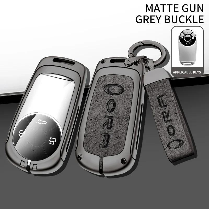 Zinc Alloy Car Key Case Cover for Great Wall Ora Good Cat GT Ballet Cat Shell Remote Metal Keychain Keyless Interior Accessories