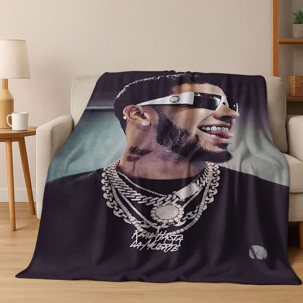 Anuel gratuito AA Rapper Hip Hop Cantante Stella Coperta di flanella Coperta morbida e calda per camera da letto Soggiorno Letto Campeggio
