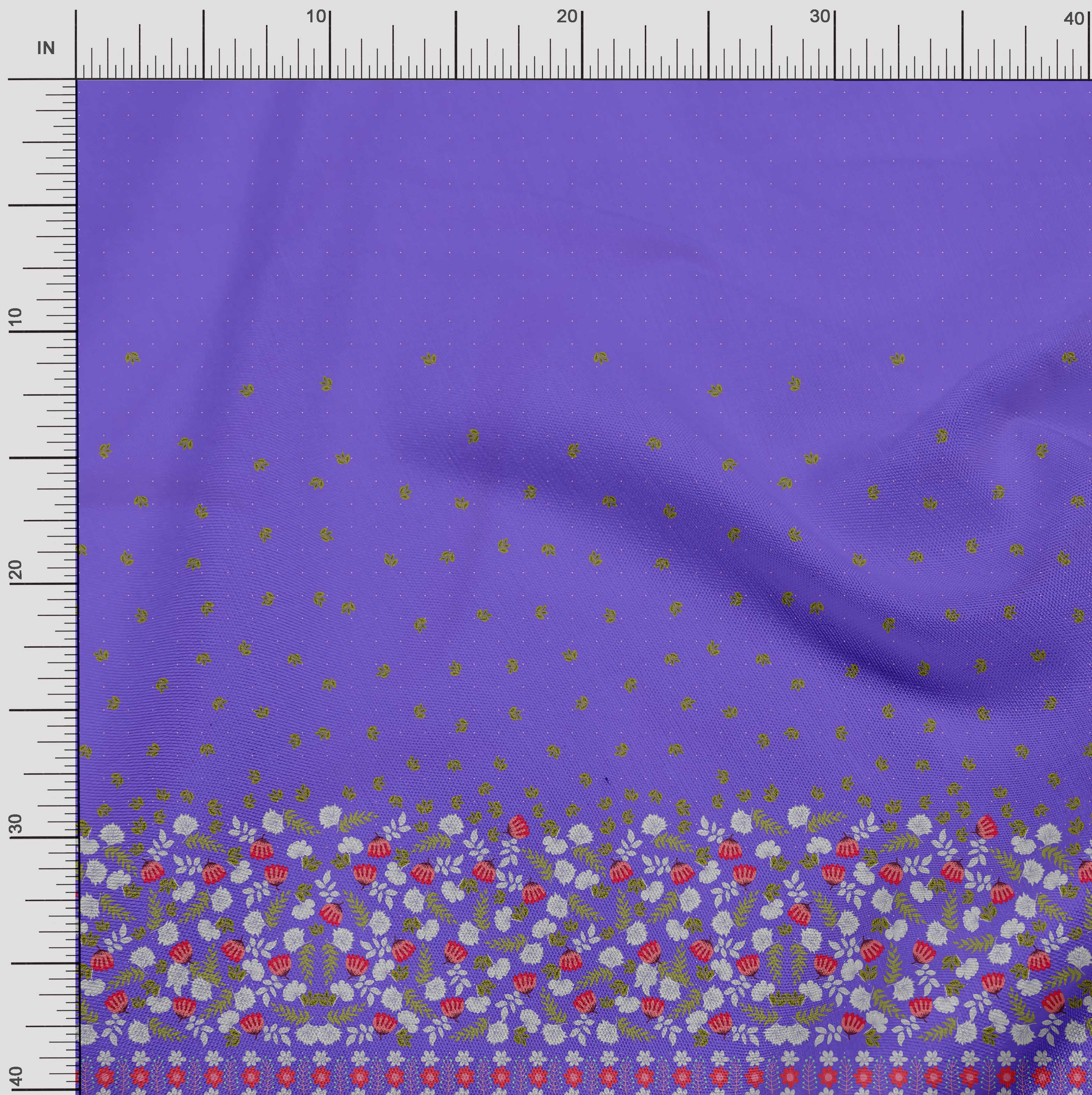 

Тканина Soimoi Japan Crepe Satin Dot|Leaves & Floral Panel Print Тканина на метр 42 дюйма 42 Inch Wide - Poly Crepe фіолетовий