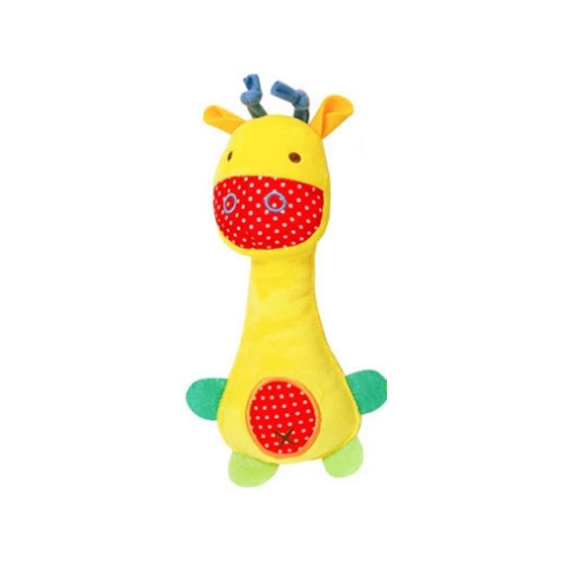 Niedliche Zoo-Serie Babyspiele Plüschrasselspielzeug für Babys Neugeborene Cartoon Stofftiere BB Stick Spielzeug Babybett Handglocke Spielzeug