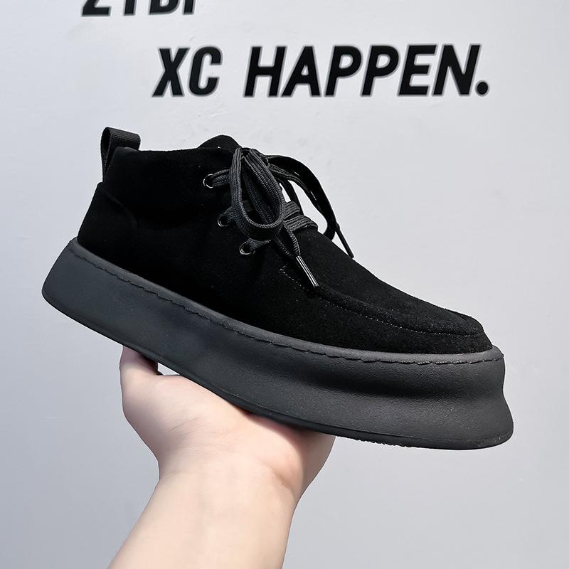 

Осенне-зимние новые ретро туфли средней высоты однотонные повседневные рабочие туфли модные универсальные ботинки Martin в британском стиле 1207-A 38 чёрный