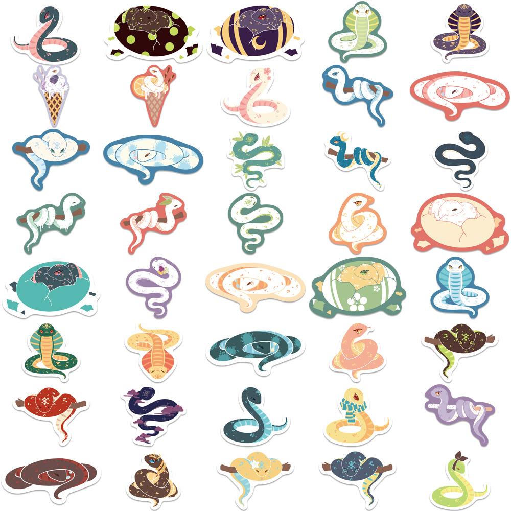 40 Cartoon Color Blocks Little Snake Doodle Stickers Guitar Notebook Suitcase DIY Waterproof Stickers