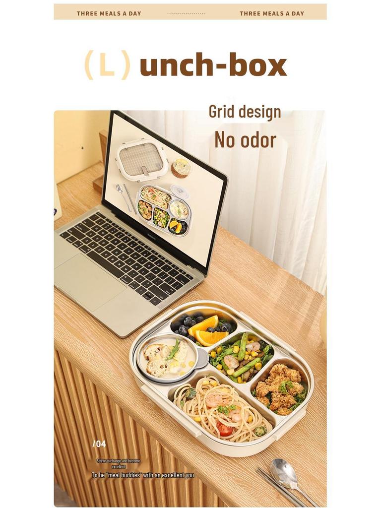 304 Stainless Steel Insulated Bento Lunch Box - Large Capacity, Food-Grade, Sealed Container for Students