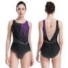 Women Shiny Rhinestone Ballet Dance Leotard Rhythmic Gymnastics Athletic Activewear Competition Costume Sheer Mesh Bodysuit