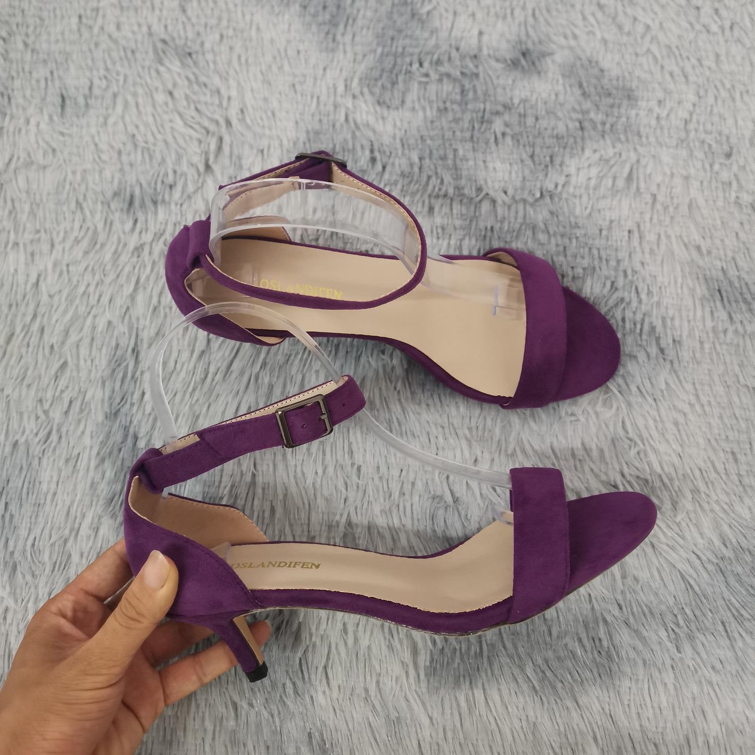 Damen Sandalen Sommer Sexy 5cm Peed Toes Low Heel Knöchelriemen High Heels Sandale Damen Partykleid Rote Hochzeitsschuhe Plus Size 35 gray