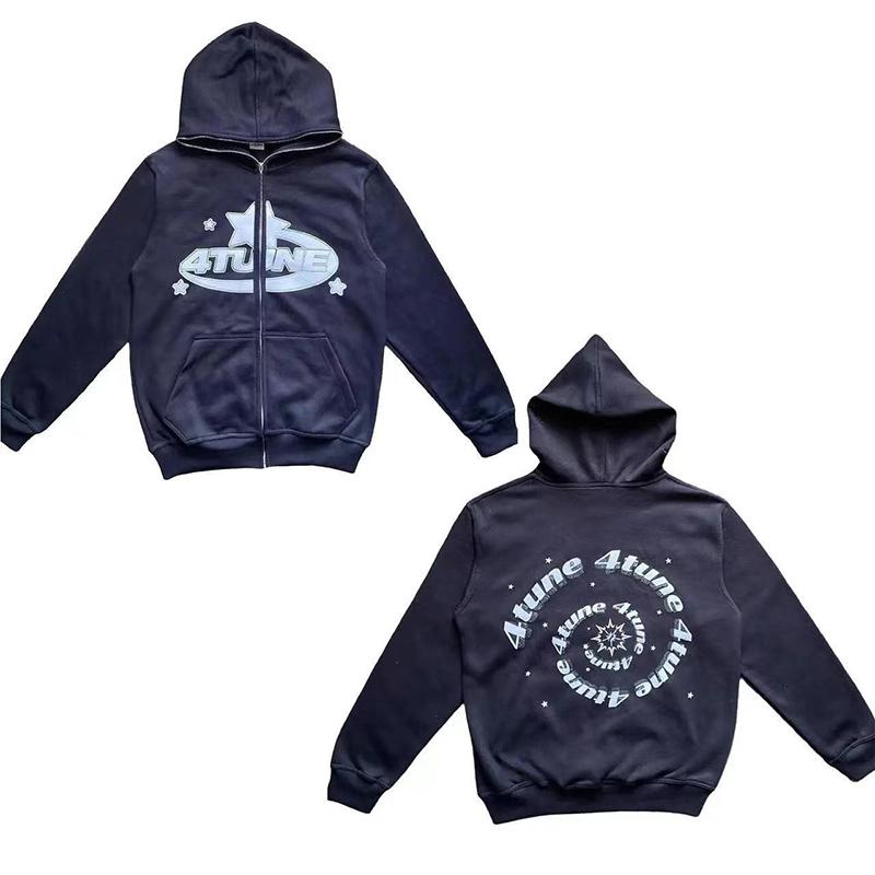 PlusSize Clothes Star Letter Print Retro Oversized Hoodie Women Y2K Street Hip-Hop Color Harajuku Casual Zipper Women Sweatshirt