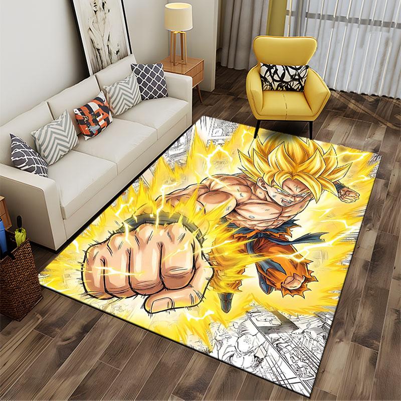 Super Saiyan Power Anime Carpet Suitable As a Non-slip Mat for the Living Room or Bedroom Sofa