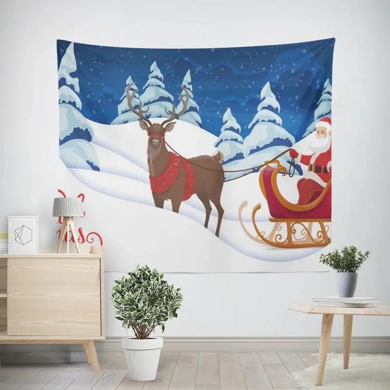 Christmas New Year Snowman Pattern Tapestry Living Room Sofa Home Decor Christmas Gift
