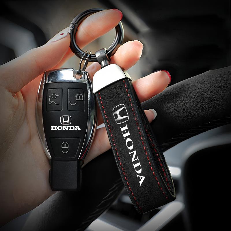Suede Car Keyring Pendant Car Emblem Keychain For Honda Civic Accord Crosstour Spirior Odyssey Avancier UR-V Sienna Elysion CR-Z TT5