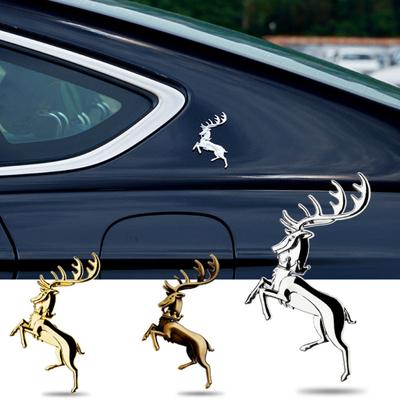 3D Emblem Electroplating Deer Shape Strong Viscosity Rust-proof Fade-resistant Car Decoration Compact Car Body