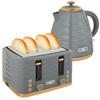 2-in-1 Toaster and Kettle Set, 7 Browning Levels, Defrost and Reheat Function, Gray