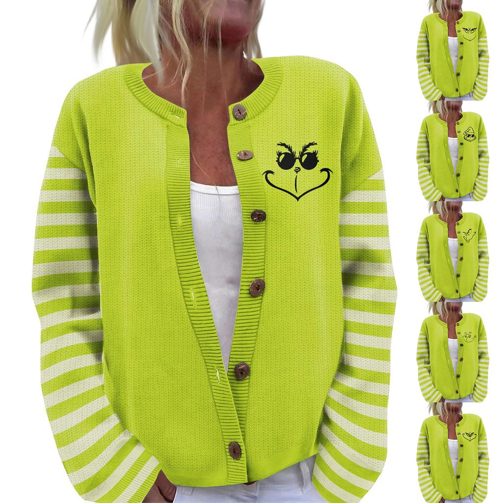 Women's Christmas Print Knitted Sweater Cardigan