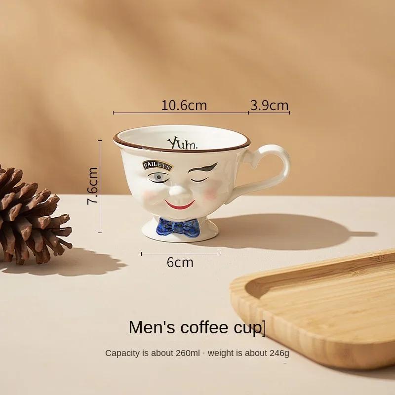 

Мультяшная Простая Керамическая Парная Кофейная Чашка, Чашка для Завтрака Молока Сока, Чашка для Послеобеденного Чая Кружка для Дома Офиса, Рождественский, Подарок на День Рождения 260ML