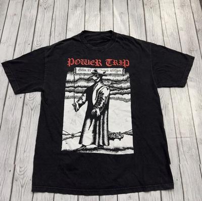 T-shirt Unisex a Maniche Corte Album Concerto della Band Power Trip Cotone UB015