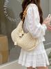 Handmade Crocheted Cotton Thread Woven Bag for Women, New Bead Art Style Hollow Out Large Capacity Vacation Style Shoulder Bag