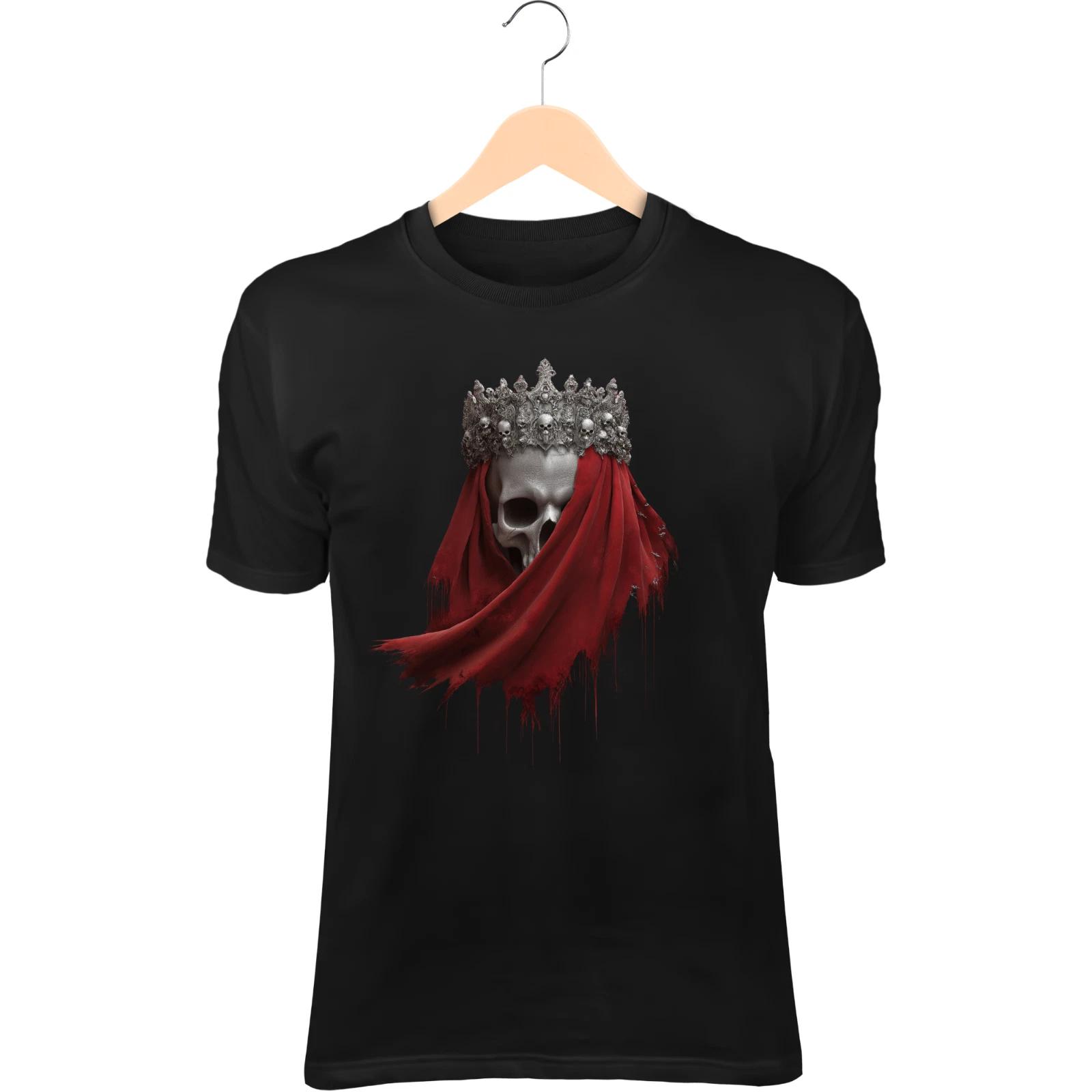 Skull King T-Shirt – Bone Crown, Gothic Throne, Misty Shadows, Dark Royalty L