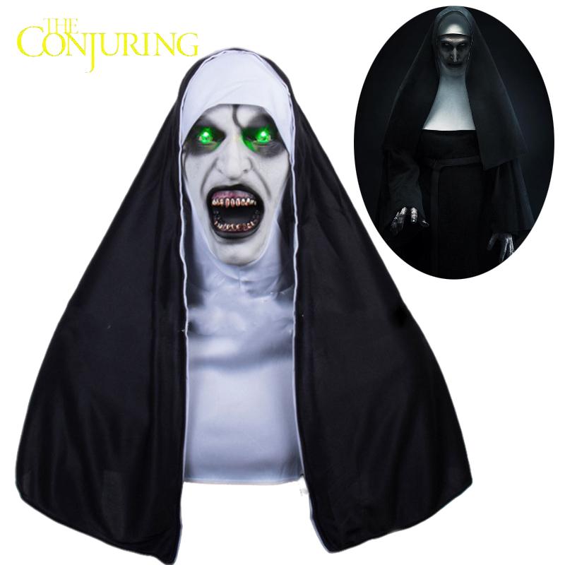 Conjuring 2 The Nun Latex Mask Glowing Halloween Terrifying Cosplay Prop Costume