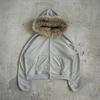 Y2K Zip Up Hoodie Faux Fur Collar Harajuku Rock Goth Top Retro Punk Loose Jacket Hip Hop Streetwear Zipper Hoodie Sweatshirt