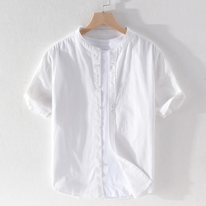 

Мужская повседневная летняя рубашка из хлопка и льна в японском стиле с коротким рукавом 2XL