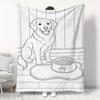 1pc Golden Retriever Coloring Style Flannel Blanket, Home Bedroom Sofa Warm Throw Blanket, Room Decor Nap Blanket, Skin-Friendly Soft All-Season Pet T