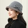 Middle-aged and Elderly Autumn and Winter Versatile Show Small Face Elegant Woolen Fashion Basin Hat Mother Temperament Bow Fisherman Hat