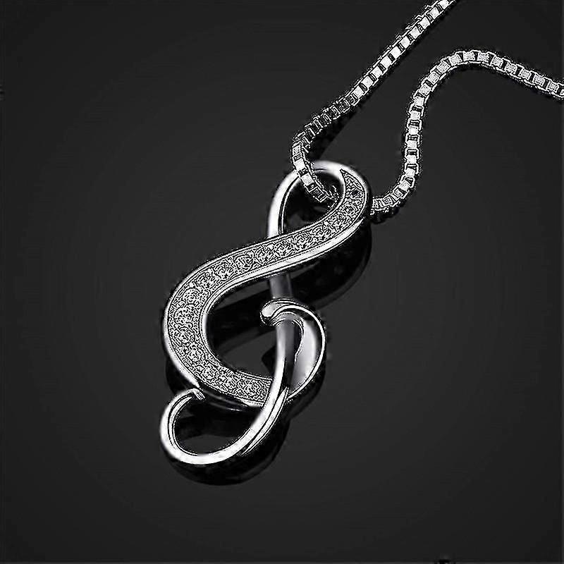 Collar Colgante de Nota Musical de Plata de Ley 925 para Mujer - 18 Pulgadas