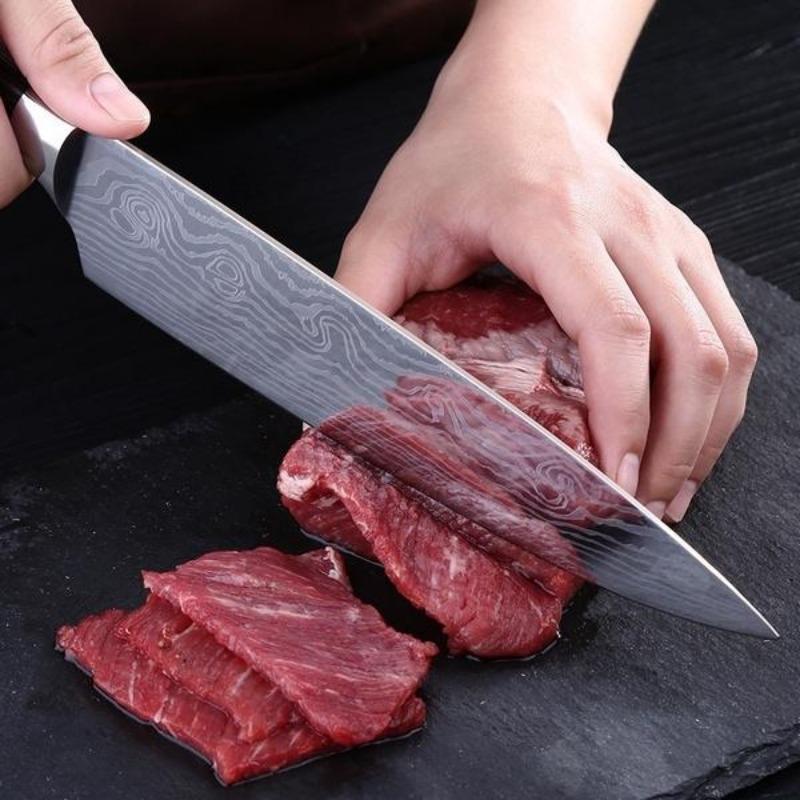 1PC,Chef's Knife Japanese Knife Sashimi Slicing Knife Chef's Multi-purpose Knife Cooking Knife Damascus Laser Pattern Kitchen Knife